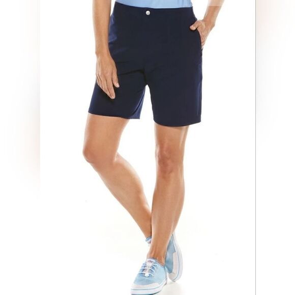 Coolibar Sun Protection upf 50+ burmuda shorts size 10 women's navy blue - Picture 1 of 12